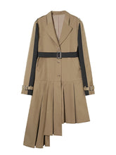 Irregular Pleated Hem Trench Coat