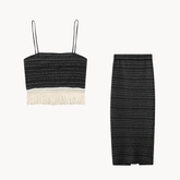 Jacquard Knitted Top and Skirt Set