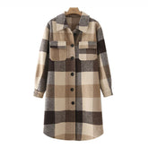 Khaki Plaid Mid-Length Coat
