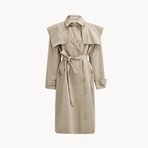 Khaki Tie-Waist Trench Coat