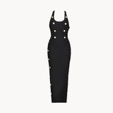 Metal Button Maxi Bandage Dress