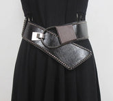 Metal Rivets Wide Elastic Belt