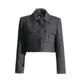 Minimalist Hidden Buttons Cropped Jacket