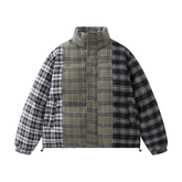 Mixed Plaid Turtleneck Padded Jacket