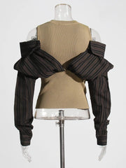 Mock 2-Piece Ribbed Top