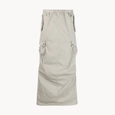 Multi-Pocket Drawstring Back Split Skirt