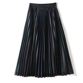 Multicolor Pleats Mid-Calf Skirt