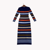 Multicolor Stripes Knit Fit Dress