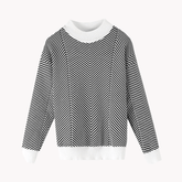 O Neck Striped Knit Sweater