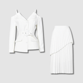 Off-Shoulder Top+Pleated Skirt Set