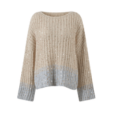 Ombre Sequined Knit Wool Sweater