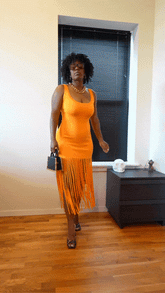 Orange Tassel Knit Dress - @createdbyfortune