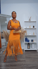 Orange Tassel Knit Dress - @temithesage