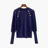 Ornate Buttons Adorned Knit Sweater