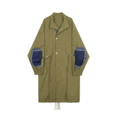 Paisley Spliced Drawstring Trench Coat