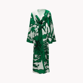Palm Printed V Neck Dress