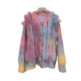 Pastels Fox Fur Knitted Jacket