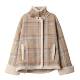 Plaid Buckle Collar Wool Jacket