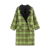 Plaid Double Breasted Woolen Coat