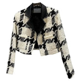 Plaid Notched Lapel Short Jacket