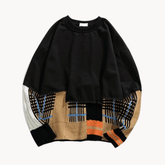 Plaid Patchwork O-Neck Knit Sweater