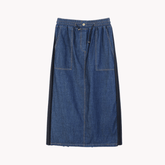 Pleated Denim A Line Skirt