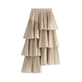 Pleated Ruffles Layered Midi Skirt