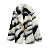 Plush Zebra Stripes Faux Fur Jacket - Final Sale