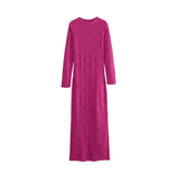 Pointelle Floral Knit Maxi Dress