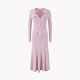 Polo Collar Knitted Mid-length Dress
