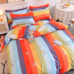 Orange Bedding Set Girls Boys Bed Linen Sheet Plaid Duvet Cover 240x220 Single Double Queen King Quilt Covers Sets Bedclothes