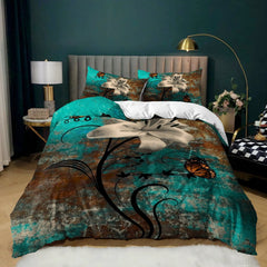 Rose Duvet Cover Set Full/Queen/King/Twin Size Soft Luxury 3D Rose Flower Microfiber Bedding Set 3Pcs Romantic Love Quilt Cover