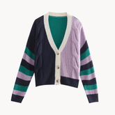 Purple Color Block Cardigan