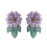 Purple Flower Cubic Zirconia Earrings
