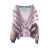 Purple Fox Fur Knit Sweater