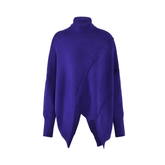 Purple Turtleneck Loose Knit Sweater