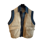 Quilted Button-Down Denim Spliced Vest