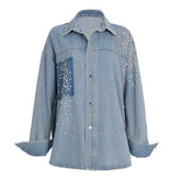 Rhinestones Shower Denim Jacket