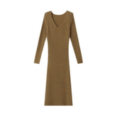 Ribbed Ankle- Length Knitted Dress
