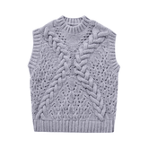 Ribbed Cable Knit Vest