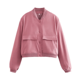 Ribbed Cuffs Stand Collar Jackets