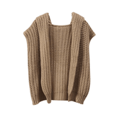 Ribbed Hem Hooded Knit Vest