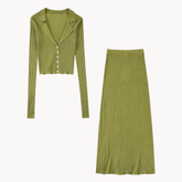 Ribbed Knit Top and Skirt Set