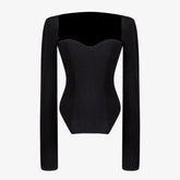 Ribbed Sweetheart Long Sleeve Top