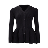 Ruffled Button Down Knit Sweater