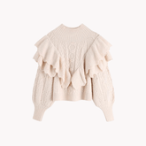 Ruffled Knitted Cropped Pullover Sweater