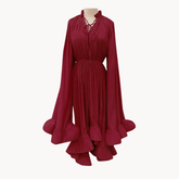 Ruffles High Waist Pleated Long Dress