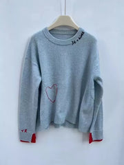 Handmade Letter Love Embroidered Knitted Sweater