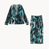 Satin Top and Ruched Waist Skirt Set