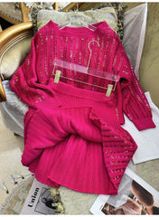 Sequined Off-Shoulder Top+Mini Skirt Set